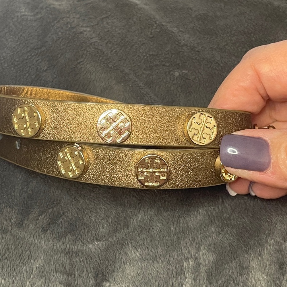 Tory Burch leather wrap bracelet.